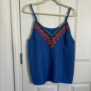 SHEIN Blue Camisole with Red Embroidery